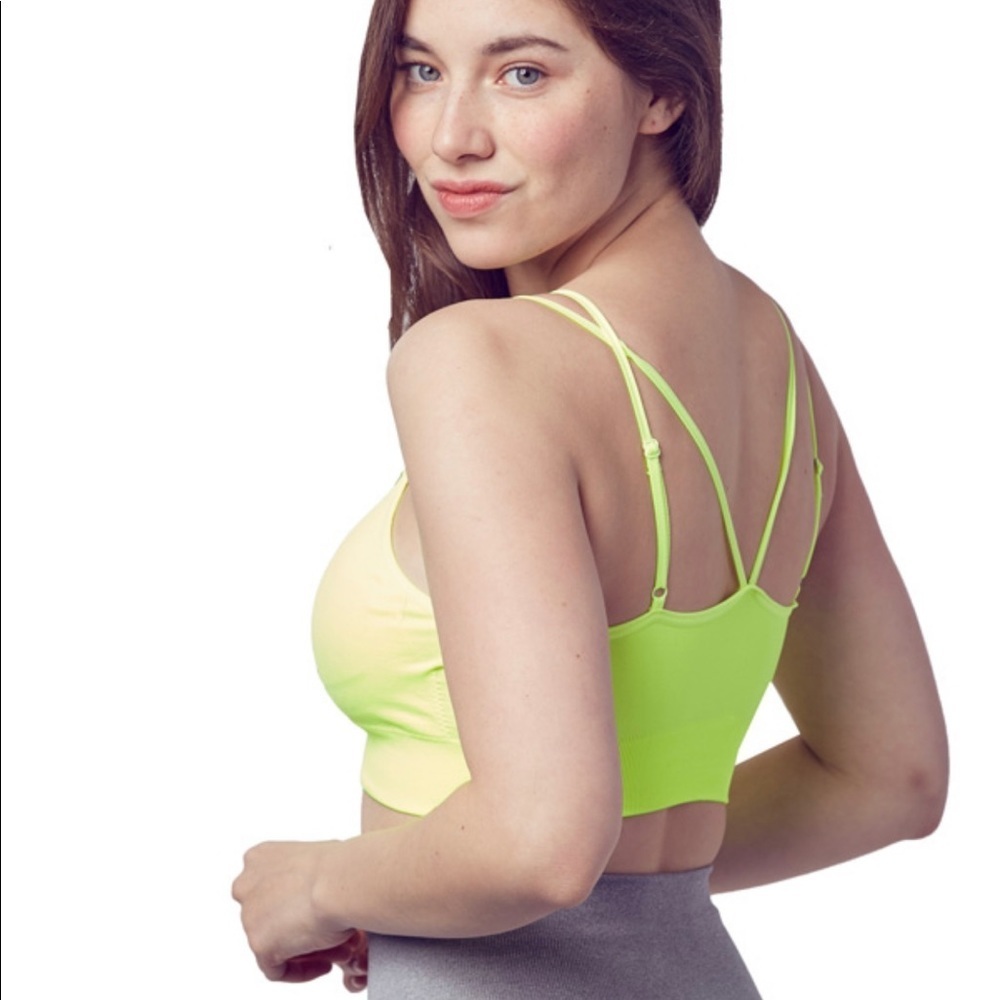Strappy sports bralette bra neon green - Picture 3 of 4